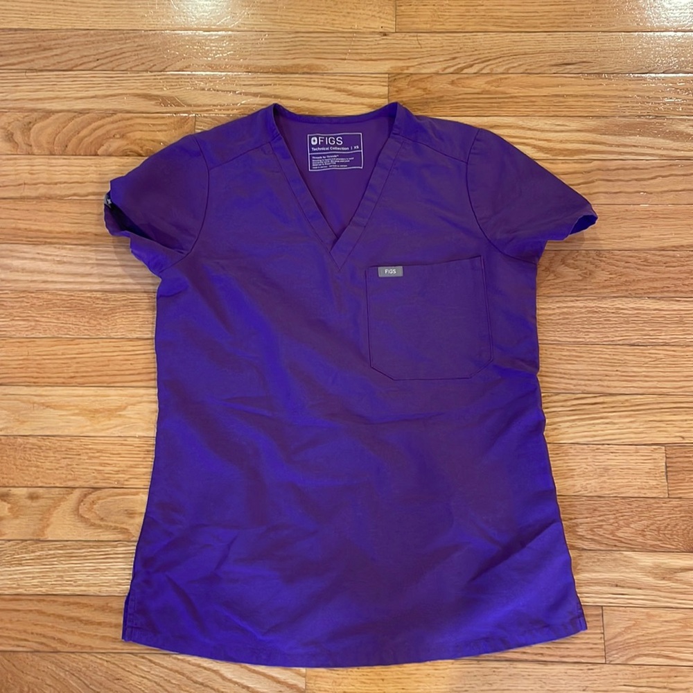 Figs Purple XS Scrub Top